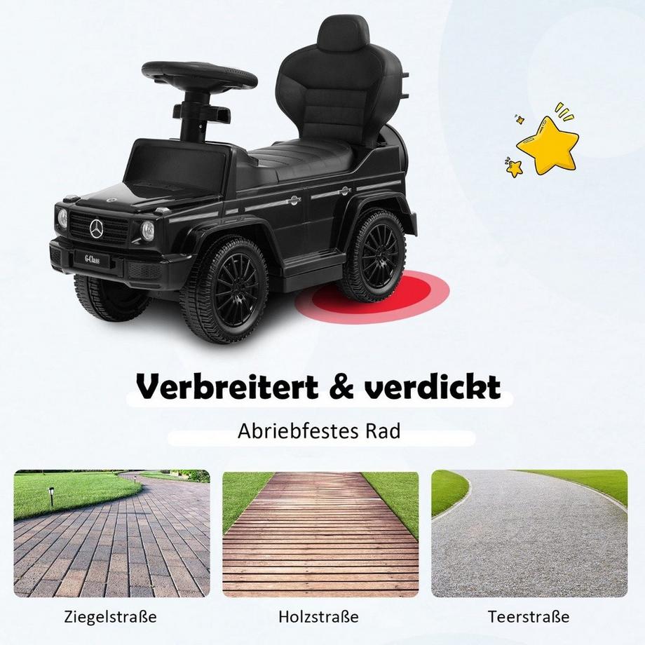 B2X  Lizenziertes Mercedes Benz Kinderfahrzeug mit Verstellbarem Sonnendach & Elterngriff Kinderwagen 
