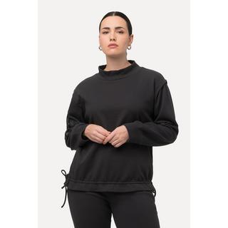 Ulla Popken  Sweat-shirt en maille côtelée, avec col montant et manches longues, ruban à la base 