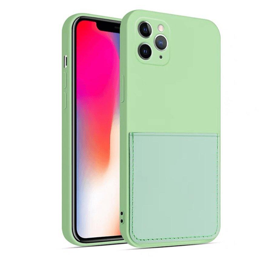 mobileup  Silikon Case mit Kartenfach iPhone 11 Pro - Green 