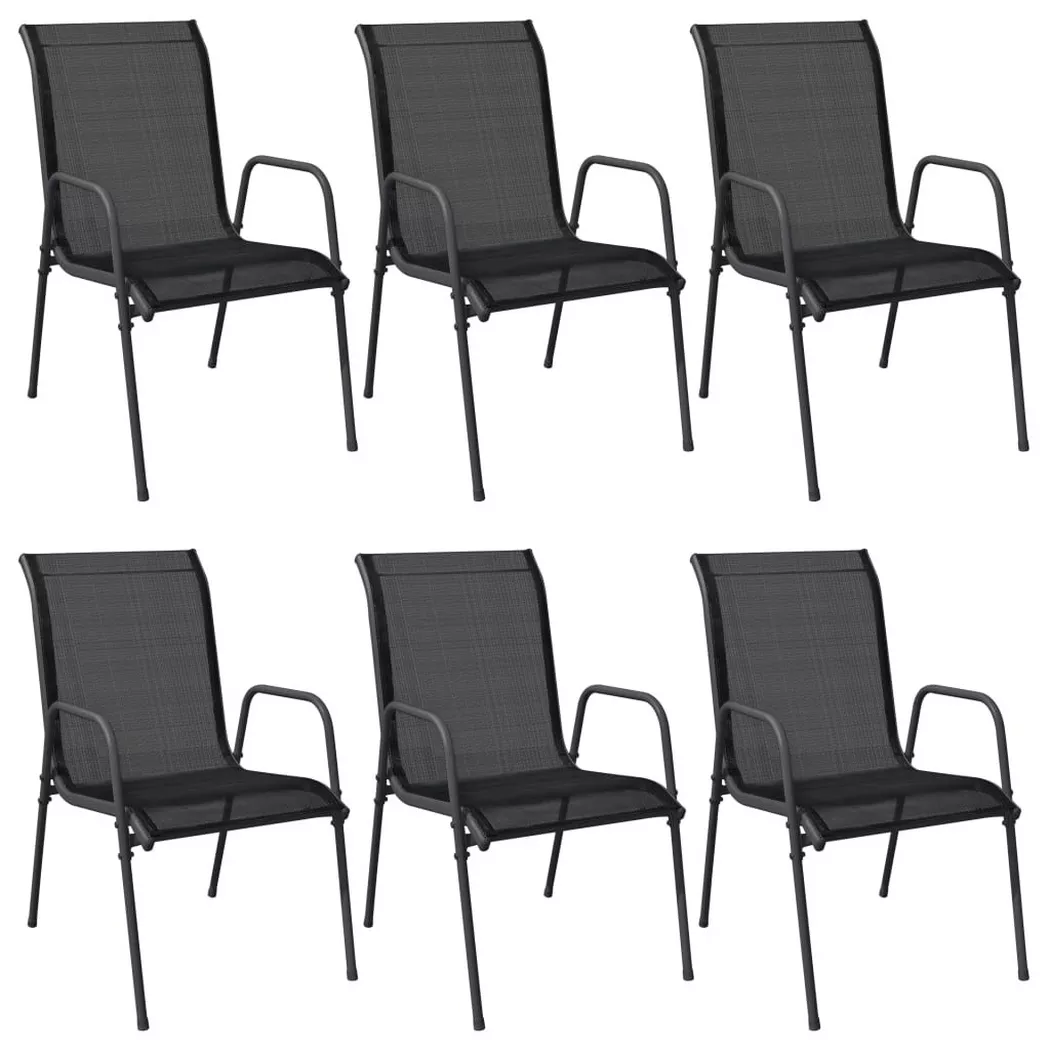 VidaXL - Gartenstuhl stahl, One Size, Schwarz