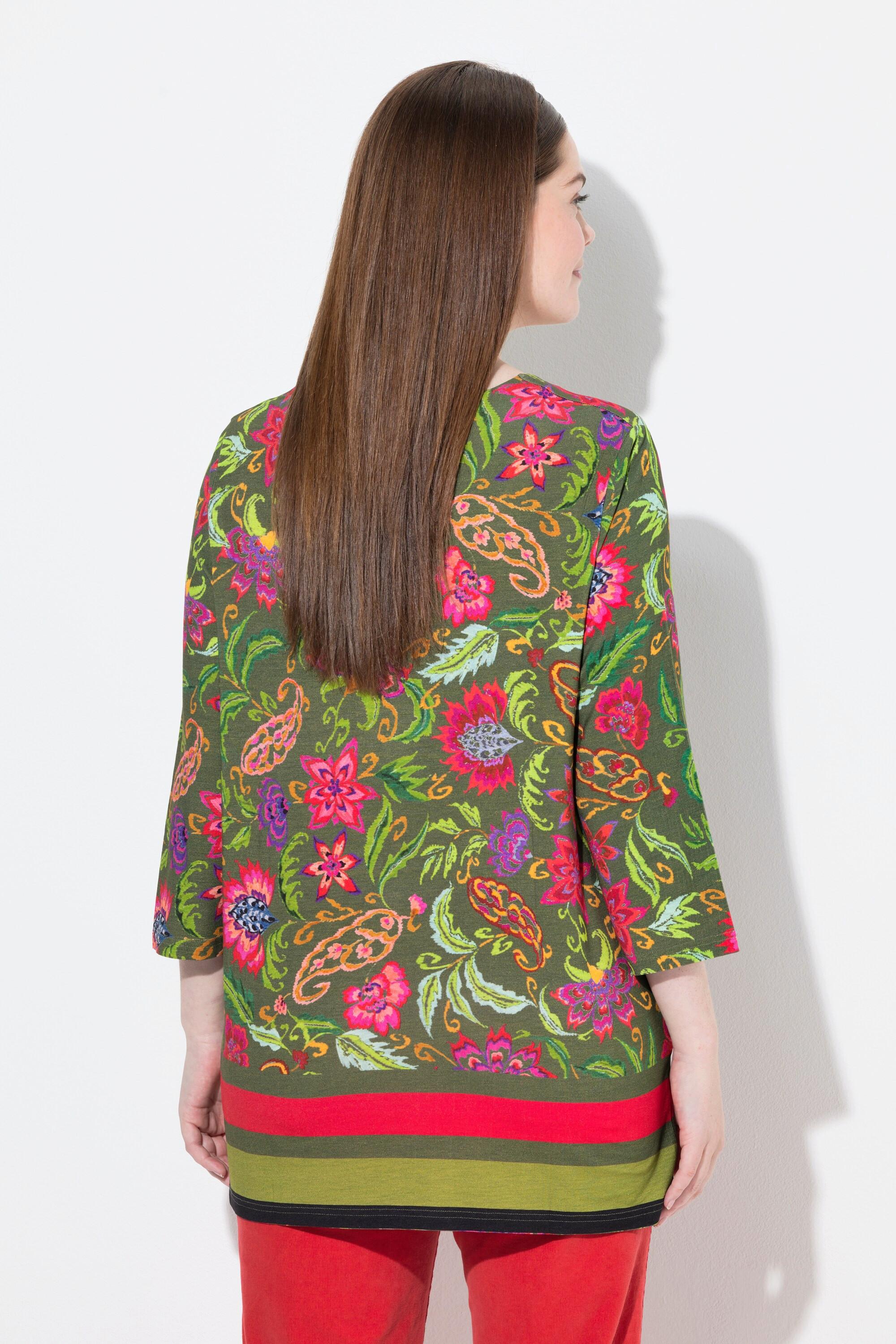 Ulla Popken Geblümtes A-Linien Tunika 3/4 Arm Shirt  