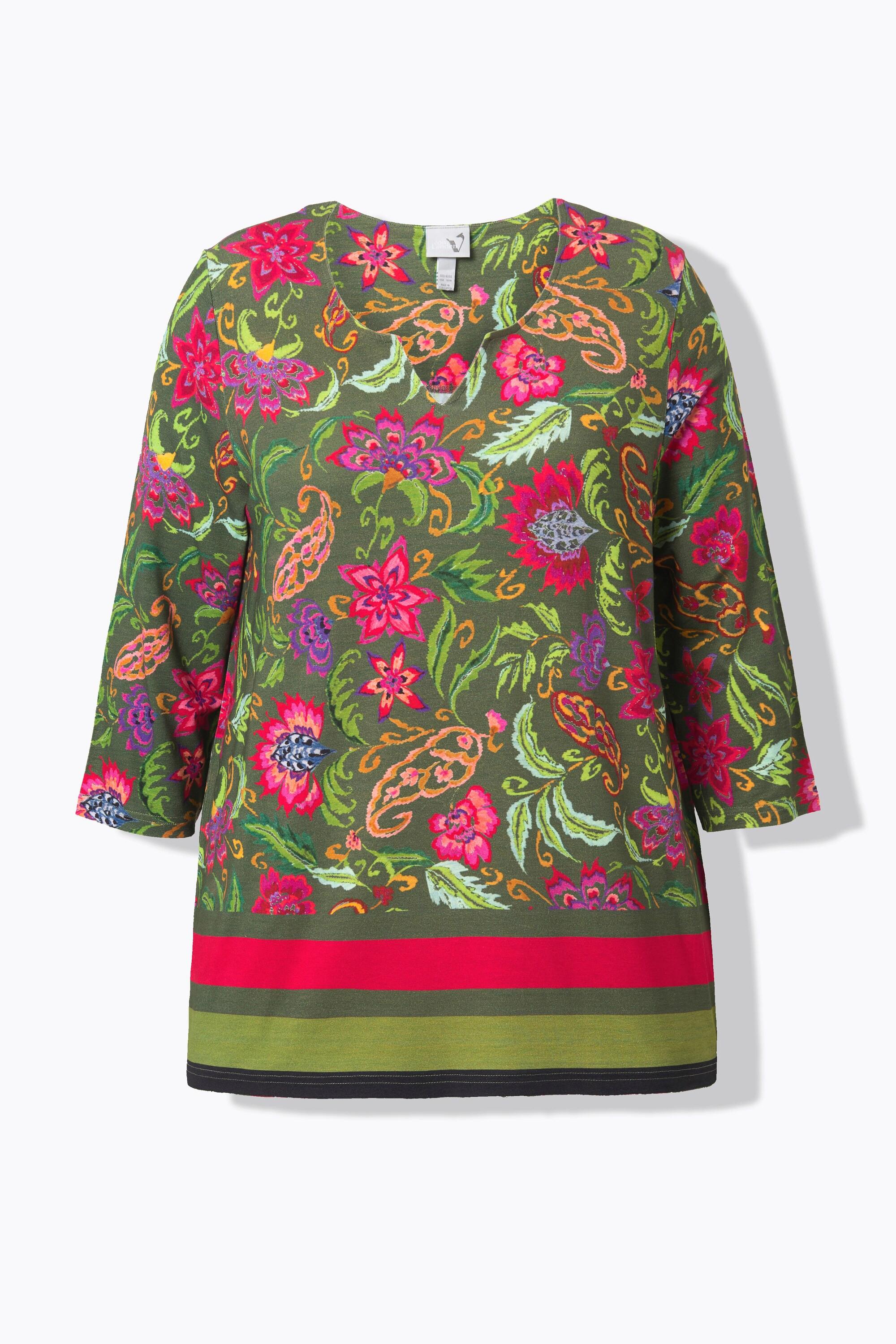 Ulla Popken Geblümtes A-Linien Tunika 3/4 Arm Shirt  