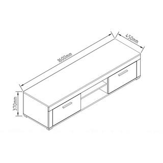 VCM Meuble TV en bois Lowboard Meuble TV Table Console Table TV Largeur 160 cm Usilo XL  