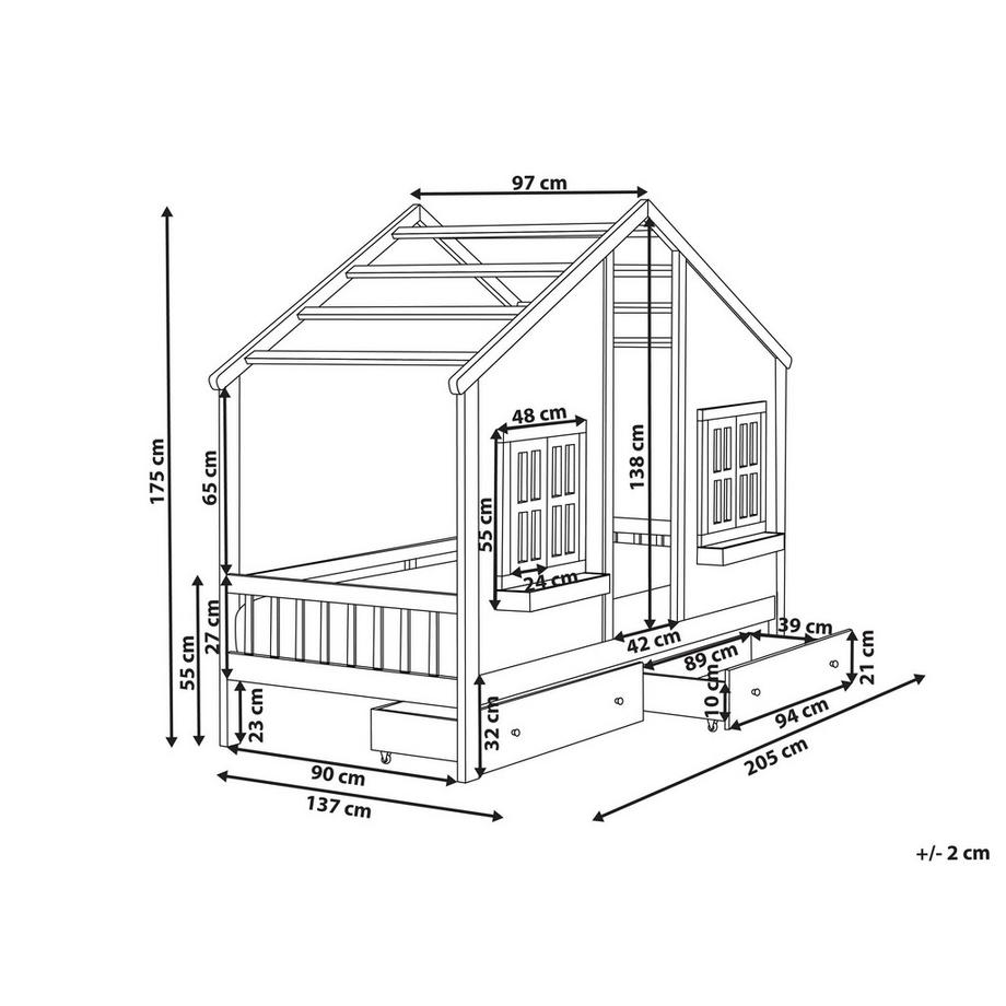 Beliani Letto per bambini con cassetti en Legno di pino Scandinavo TRAPPES  