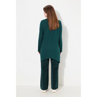 Ulla Popken  Longshirt, Blätter, V-Ausschnitt, Langarm, Biobaumwolle 