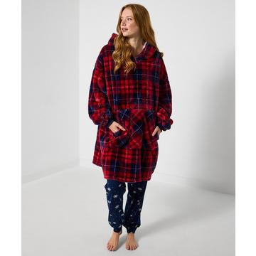 Langer Hoodie im Winter-Karo-Design