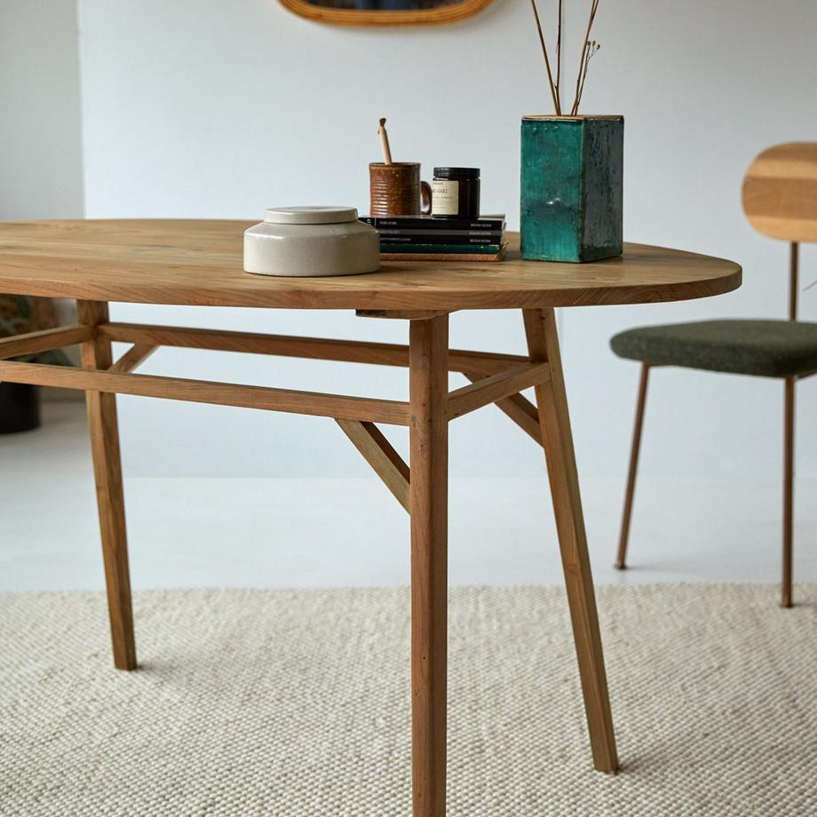 Tikamoon Bureau ovale en teck massif recyclé Elena  