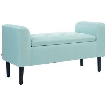 Banc avec espace de rangement, banquette rembourrée aspect lin, tabouret avec capacité de charge jusqu'à 130 kg, coffre de rangement, pour salon, chambre, couloir, 116 x 44 x 58 cm, vert