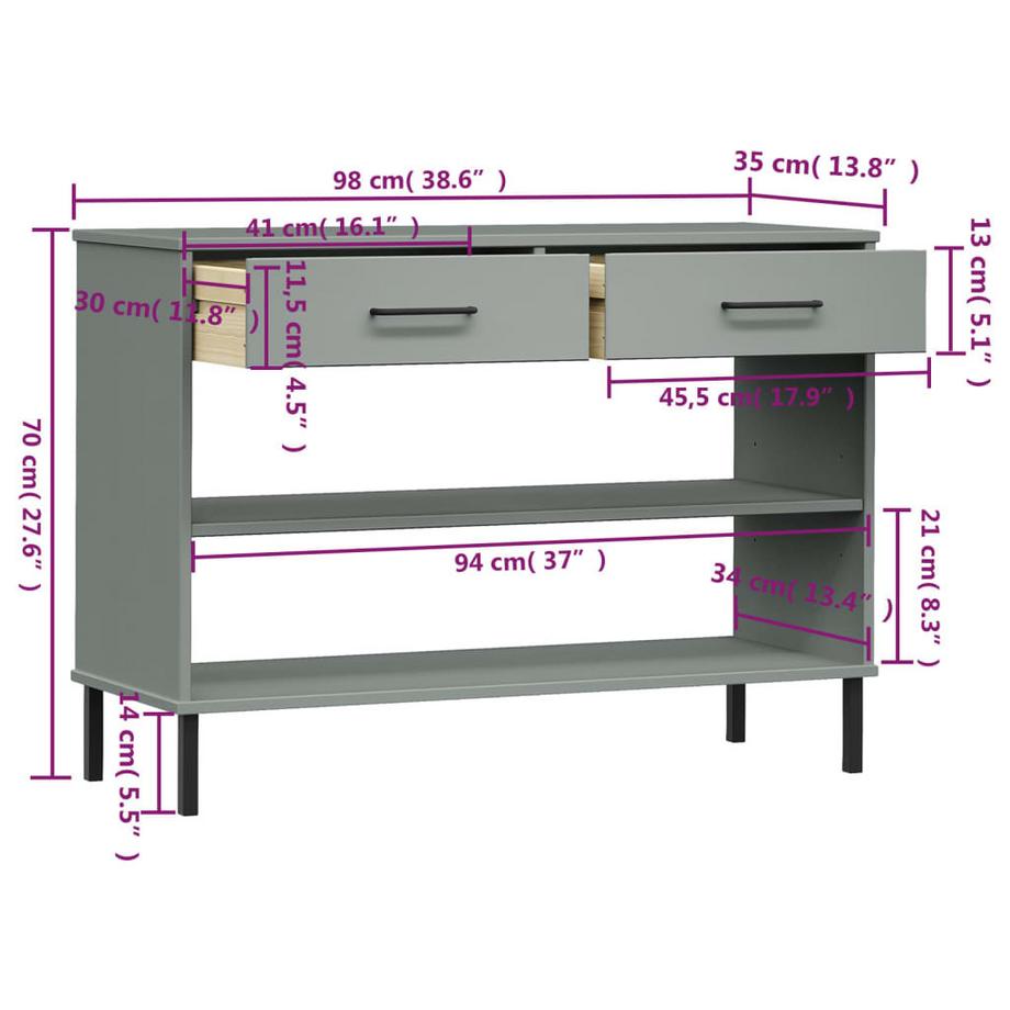 VidaXL Armoire console bois de pin  