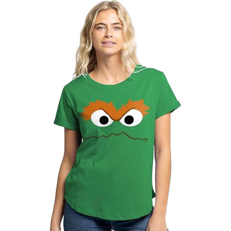 Sesame Street T-Shirt Oscar le Grincheux Imprimé Visage  