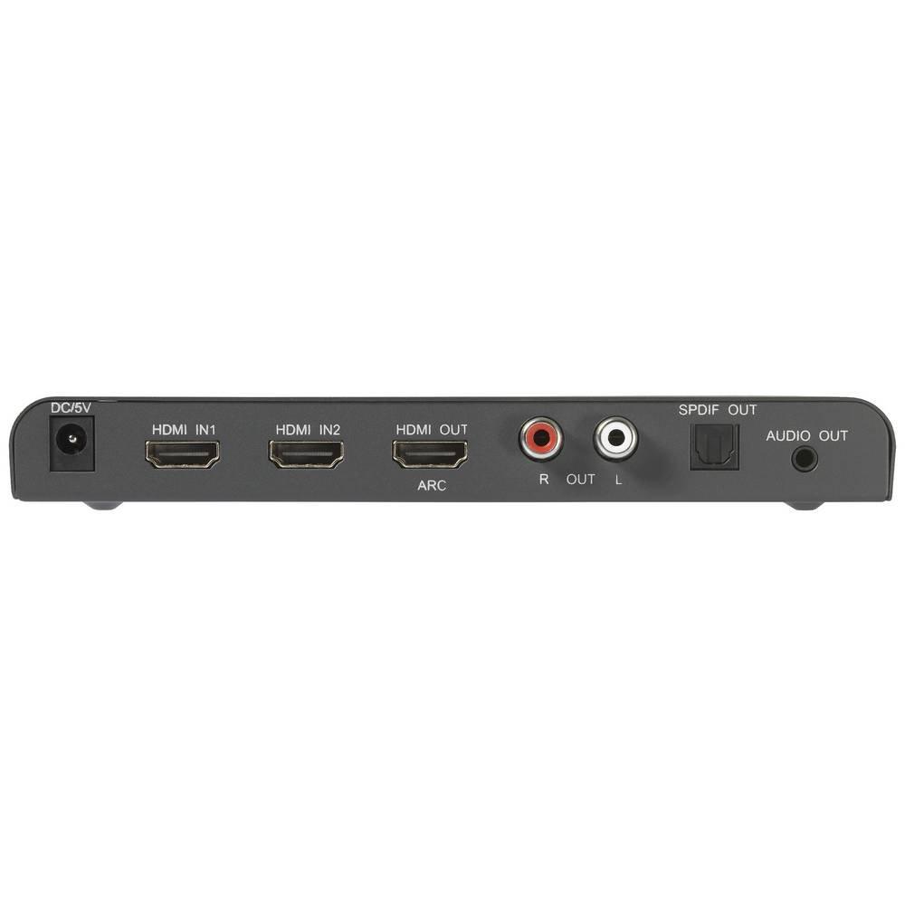 SpeaKa Professional  2x1 4K60Hz HDMI Switch mit ARC und Audio-Extraktion 