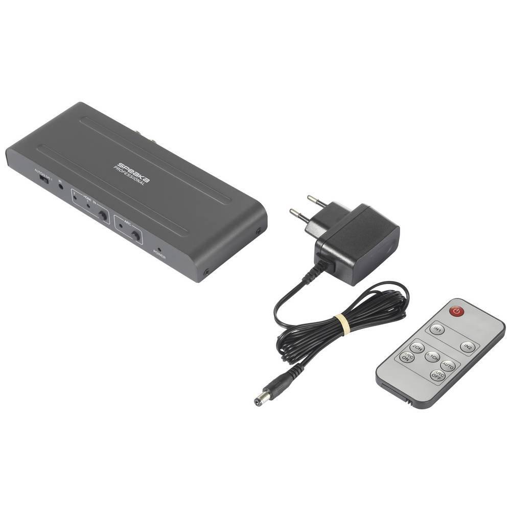 SpeaKa Professional  2x1 4K60Hz HDMI Switch mit ARC und Audio-Extraktion 