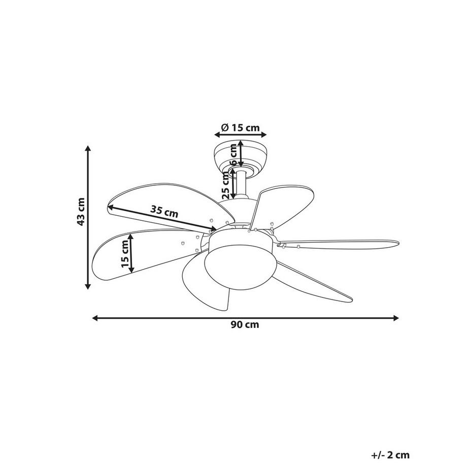 Beliani Deckenventilator mit Licht aus Kunststoff Modern LOGAR  