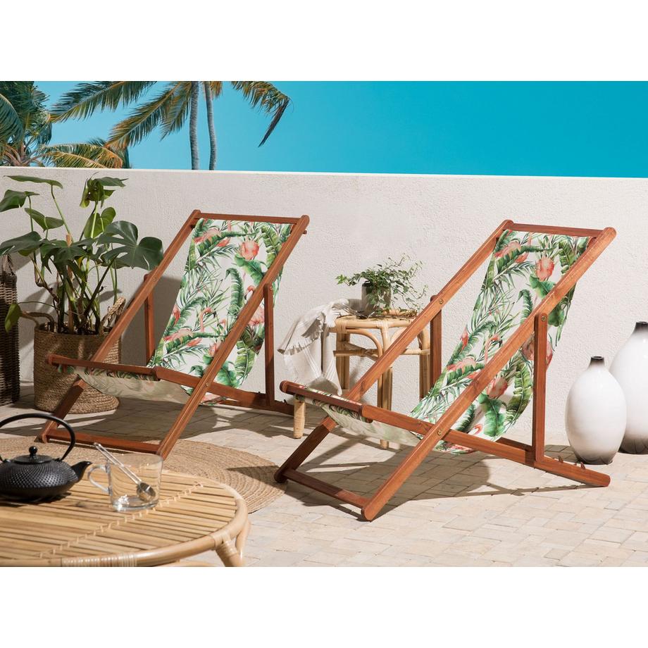 Beliani Lot de 2 chiliennes pliantes en Tissu  ANZIO  