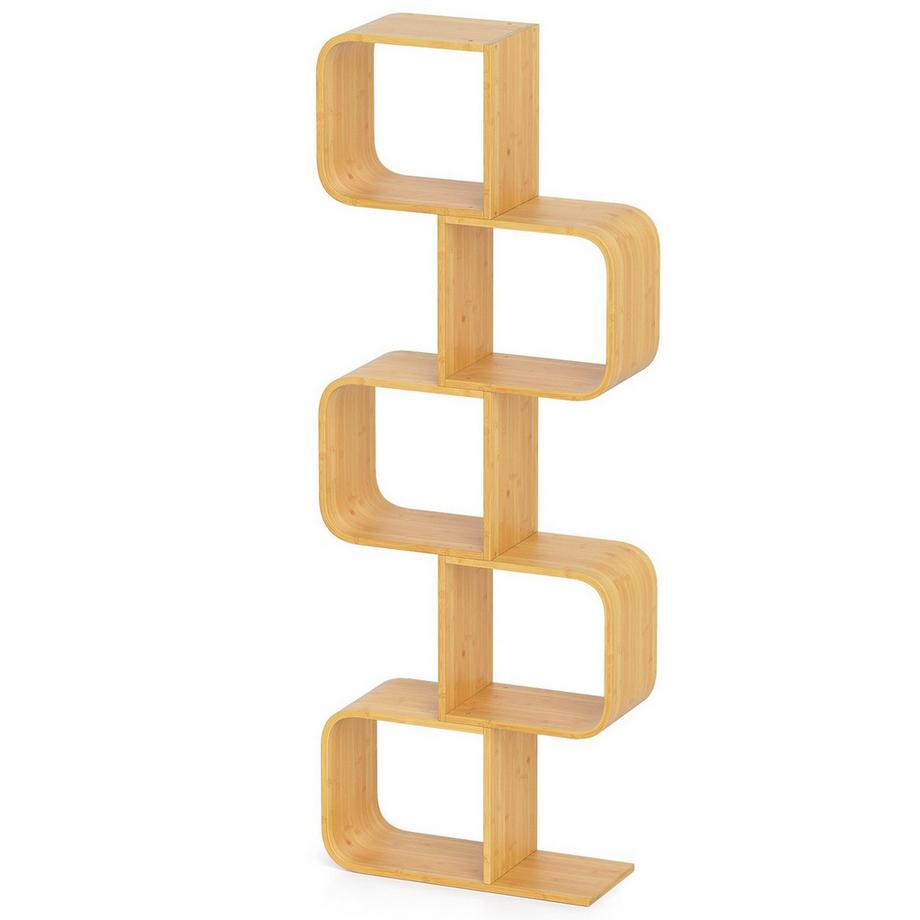 S-förmiges Bambus-Bücherregal, 5-stöckig