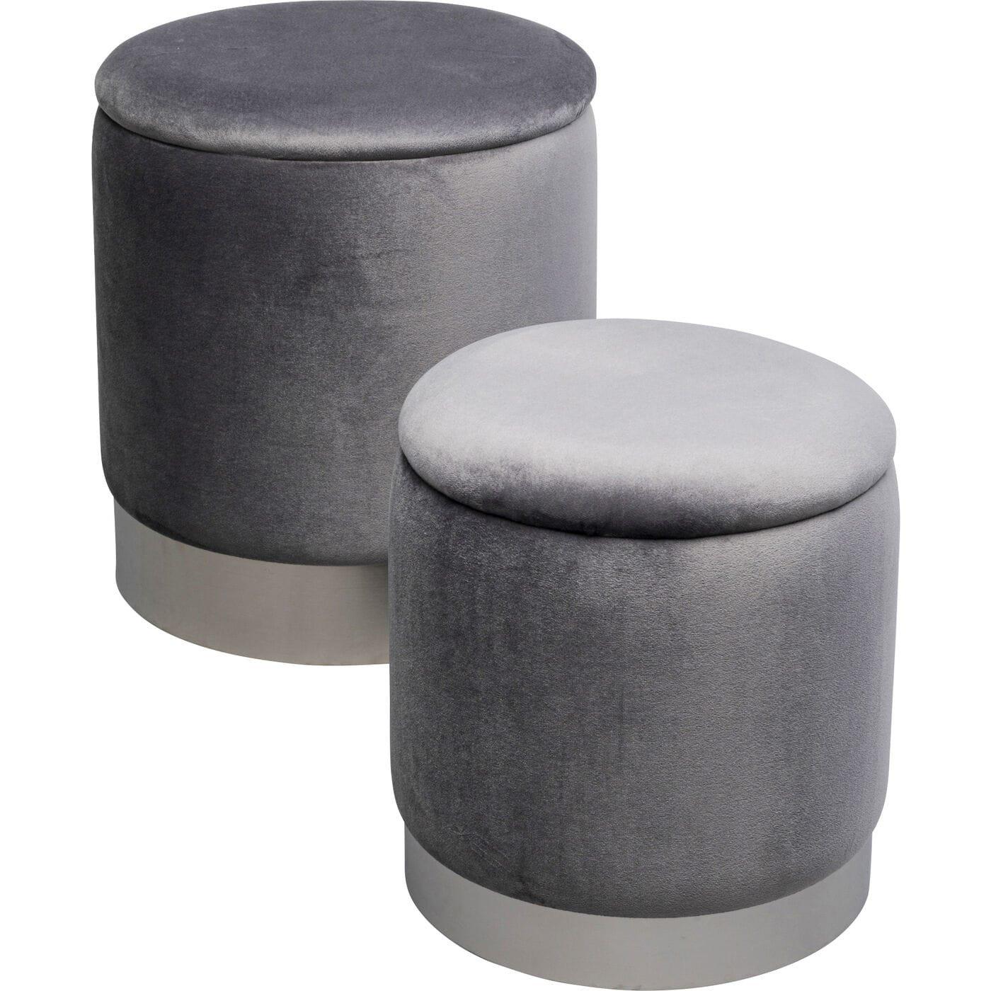 KARE Design Tabouret Cherry Storage gris argent (lot de 2)  