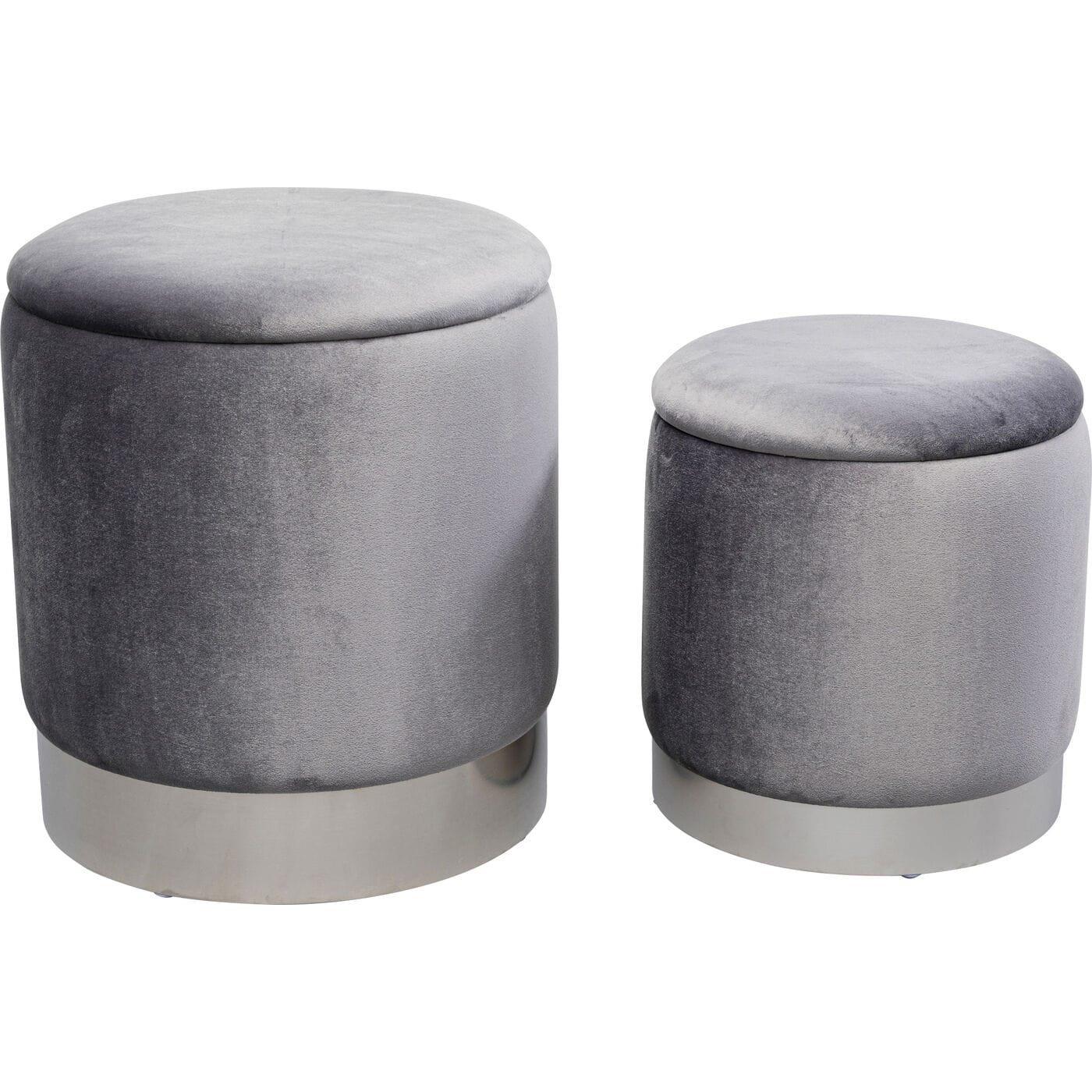 KARE Design Tabouret Cherry Storage gris argent (lot de 2)  