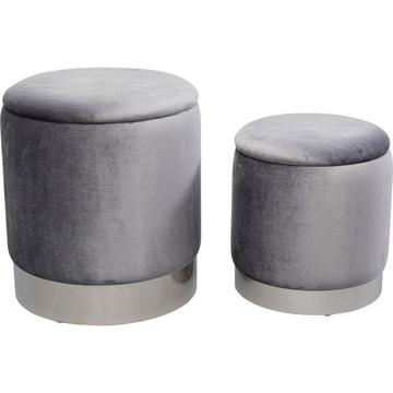 Tabouret Cherry Storage gris argent (lot de 2)