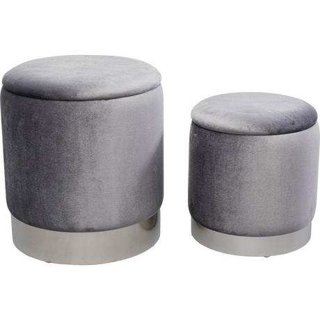 KARE Design Tabouret Cherry Storage gris argent (lot de 2)  