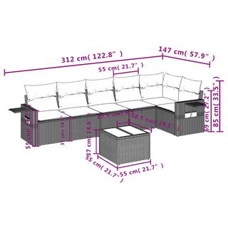 VidaXL set divano da giardino Polirattan  