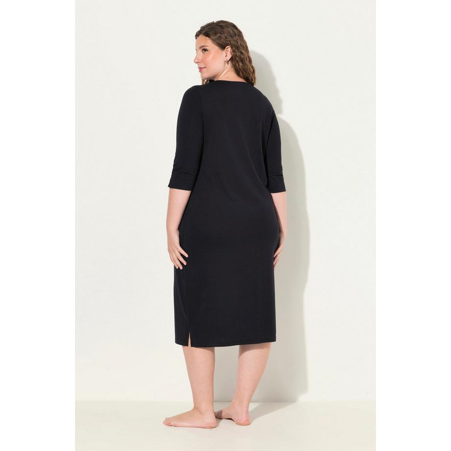 Ulla Popken Camicia da notte Inserto pizzo Scollo V Maniche 3/4  