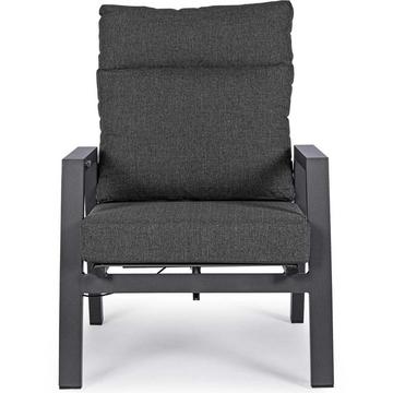 Fauteuil de jardin Kledi avec fonction relax et coussins anthracite