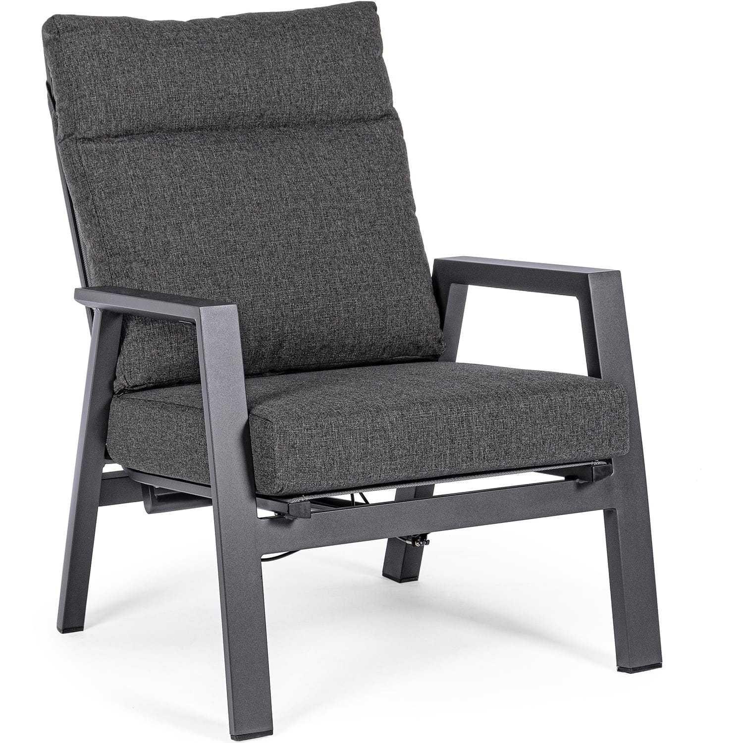 mutoni Fauteuil de jardin Kledi avec fonction relax et coussins anthracite  