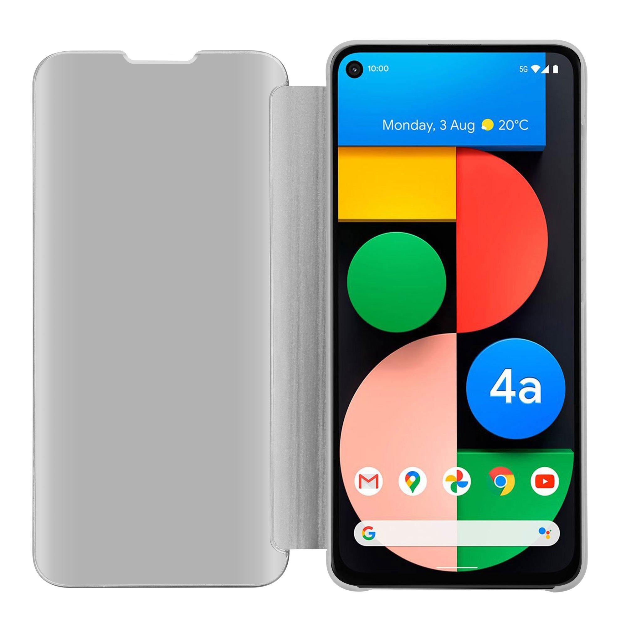 Cadorabo  Housse compatible avec Google PIXEL 4A - Clear View étui de protection miroir avec fonction de support Protection à 360 degrés 