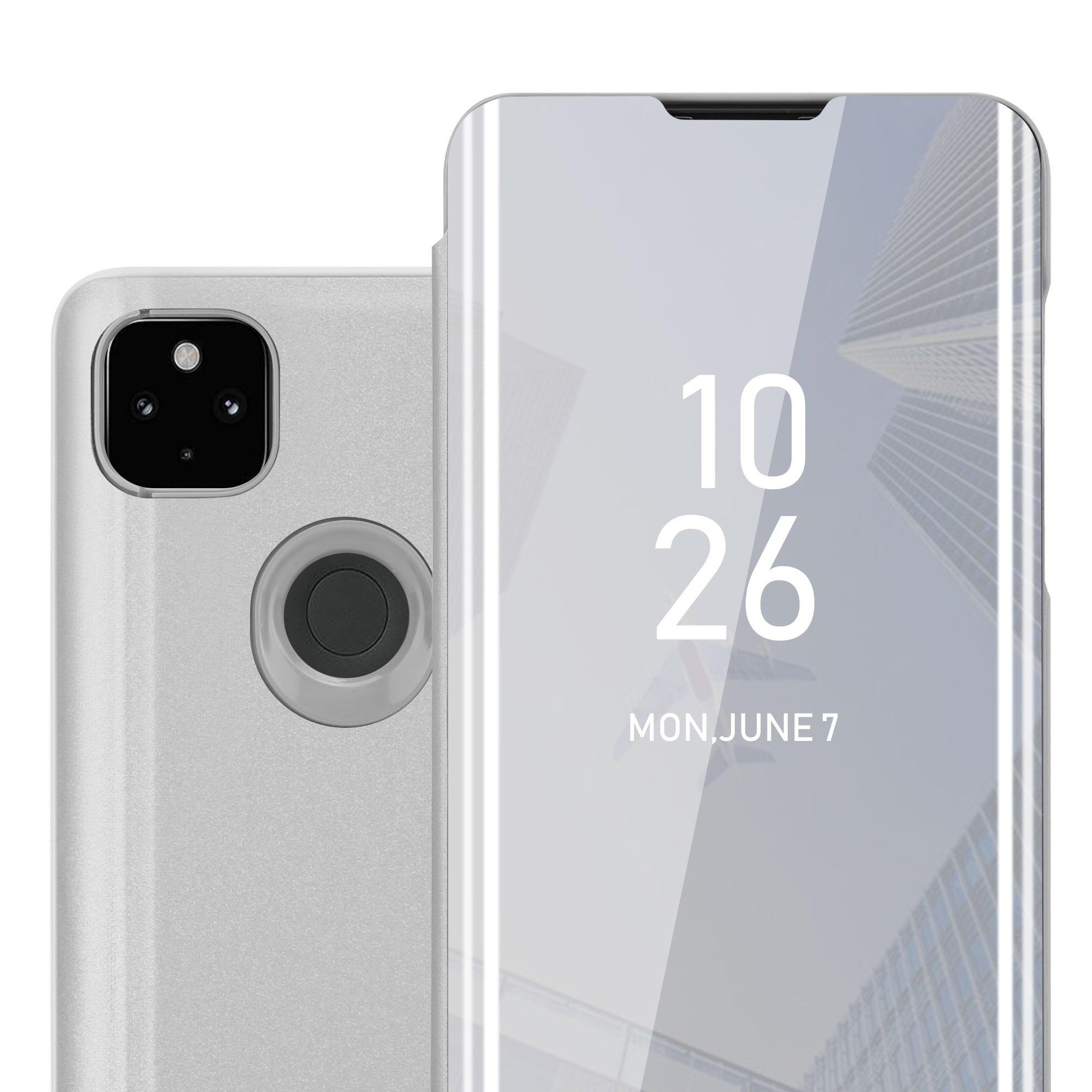 Cadorabo  Housse compatible avec Google PIXEL 4A - Clear View étui de protection miroir avec fonction de support Protection à 360 degrés 