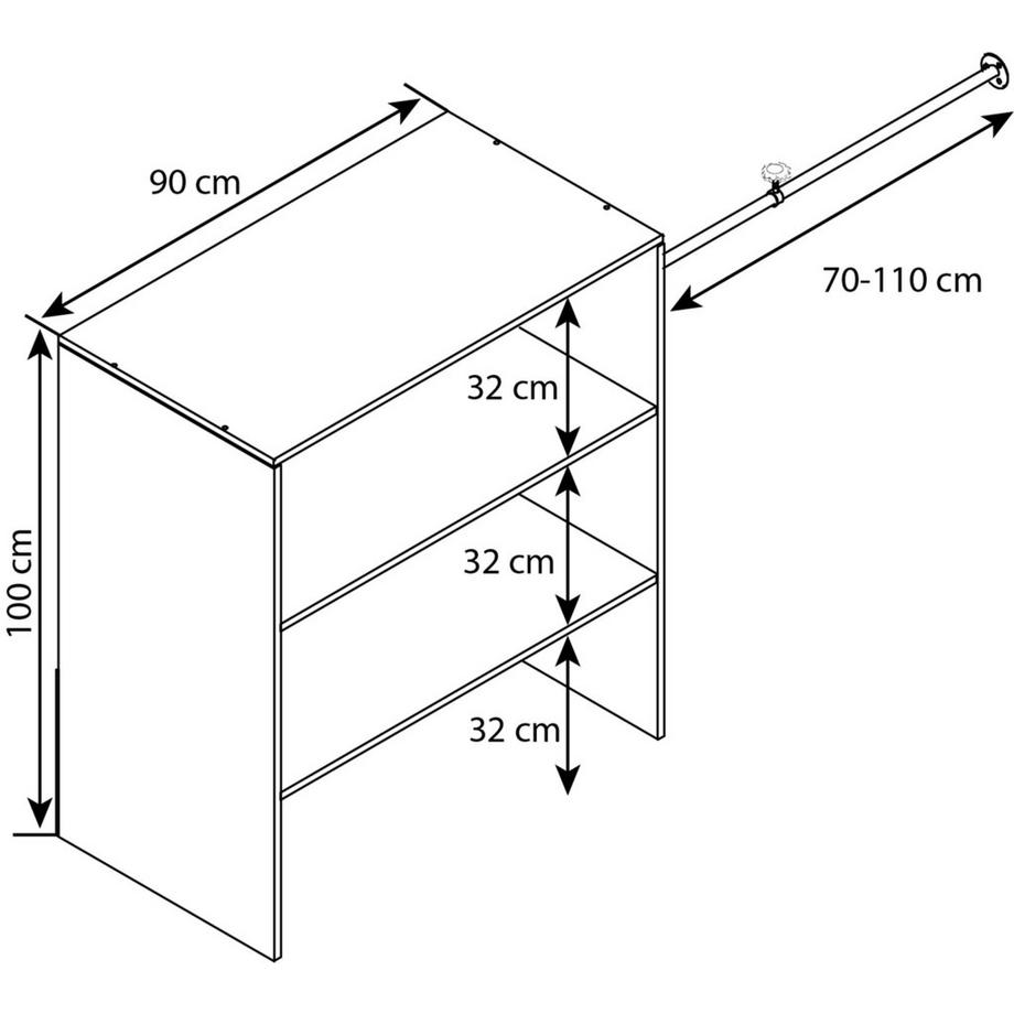 VCM Holz Offener Kleiderschrank begehbarer Kleiderregal Dachschrägen Regal Dacho ll  