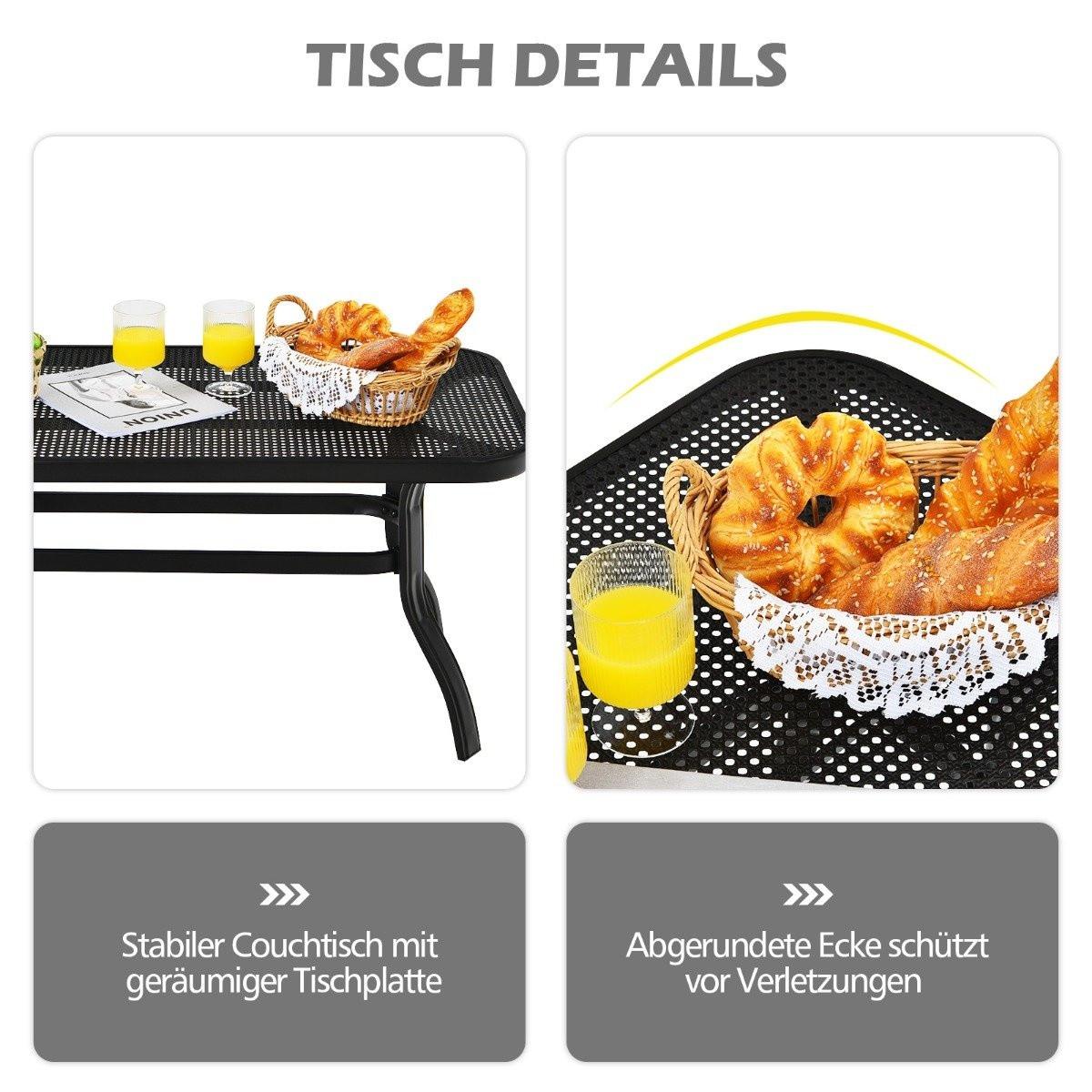 Northio Panca da giardino a 2 posti con tavolino panca con cuscini grigio e nero  