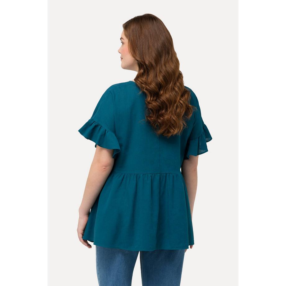 Ulla Popken Veste Lin Melange Coupe Evasée Col Rond  