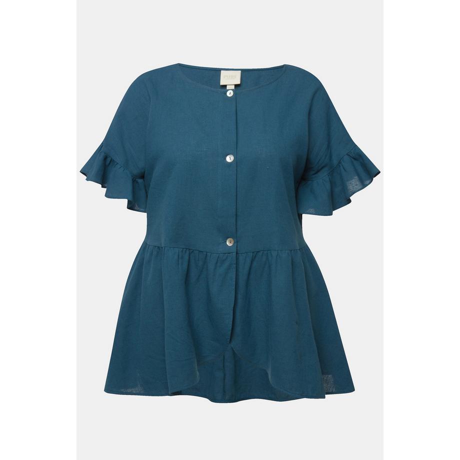 Ulla Popken Veste Lin Melange Coupe Evasée Col Rond  