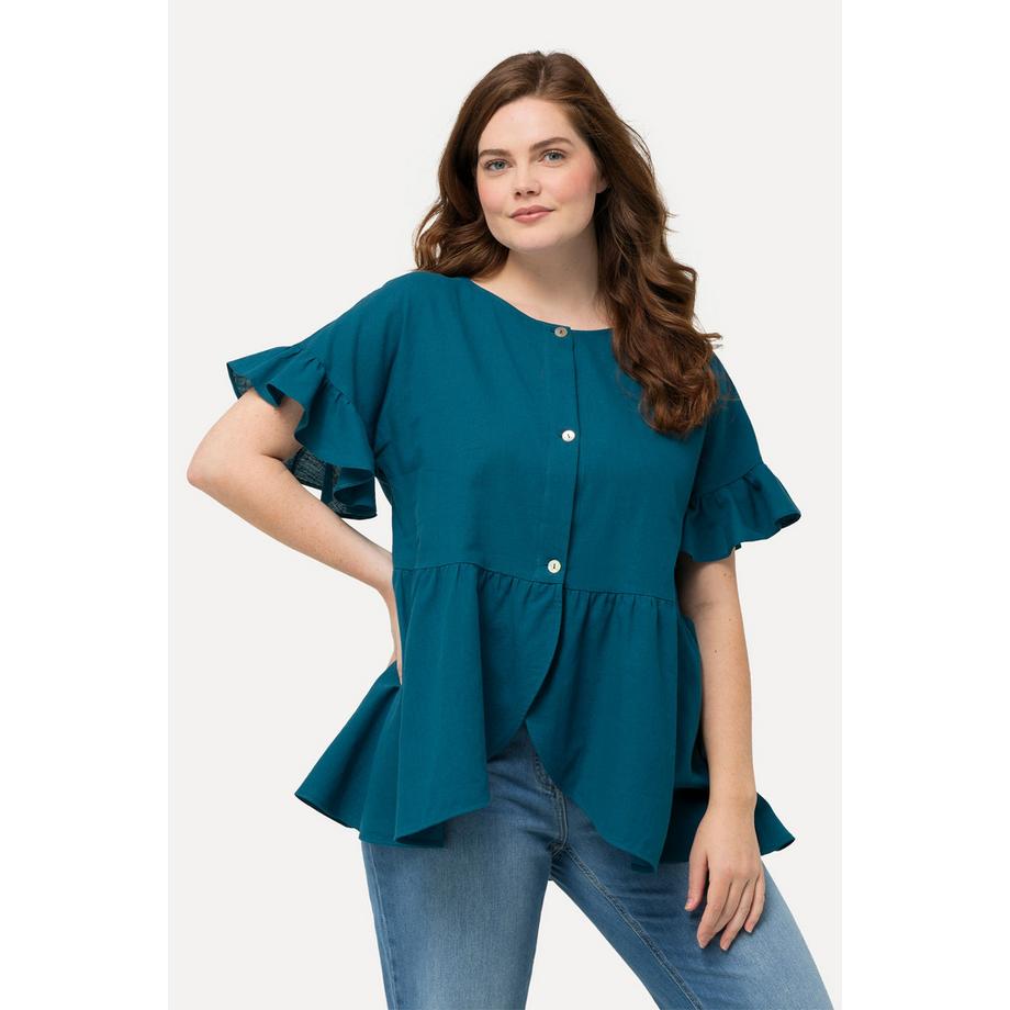 Ulla Popken Veste Lin Melange Coupe Evasée Col Rond  