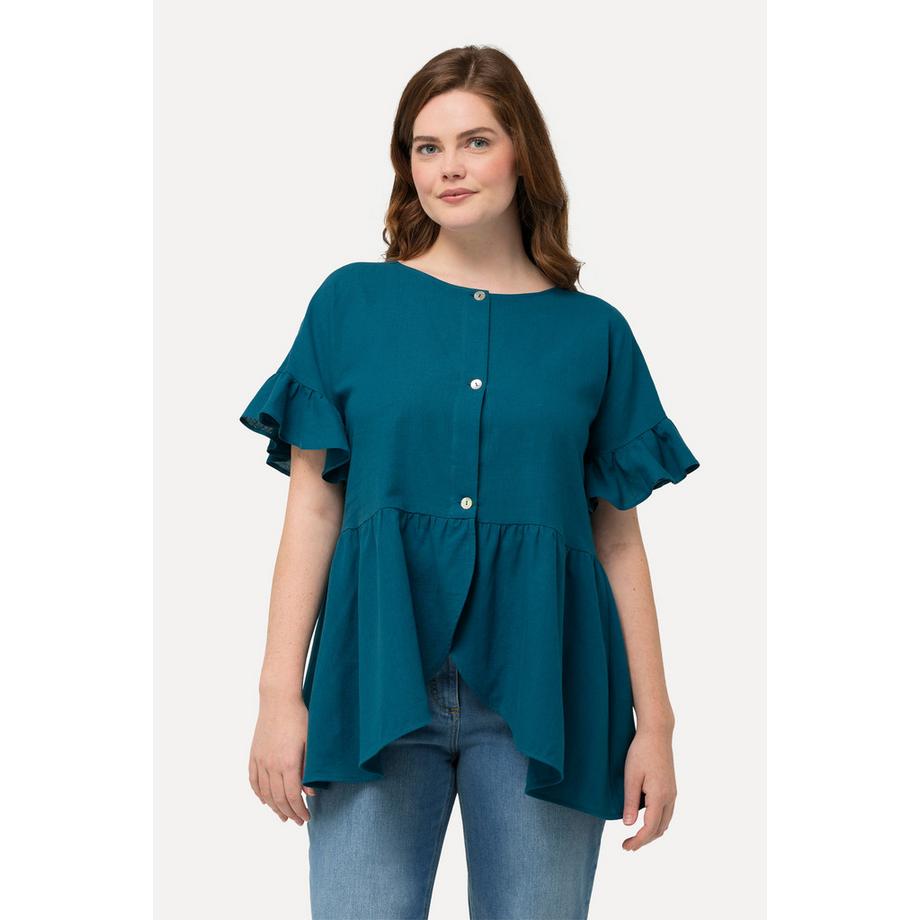 Ulla Popken Veste Lin Melange Coupe Evasée Col Rond  