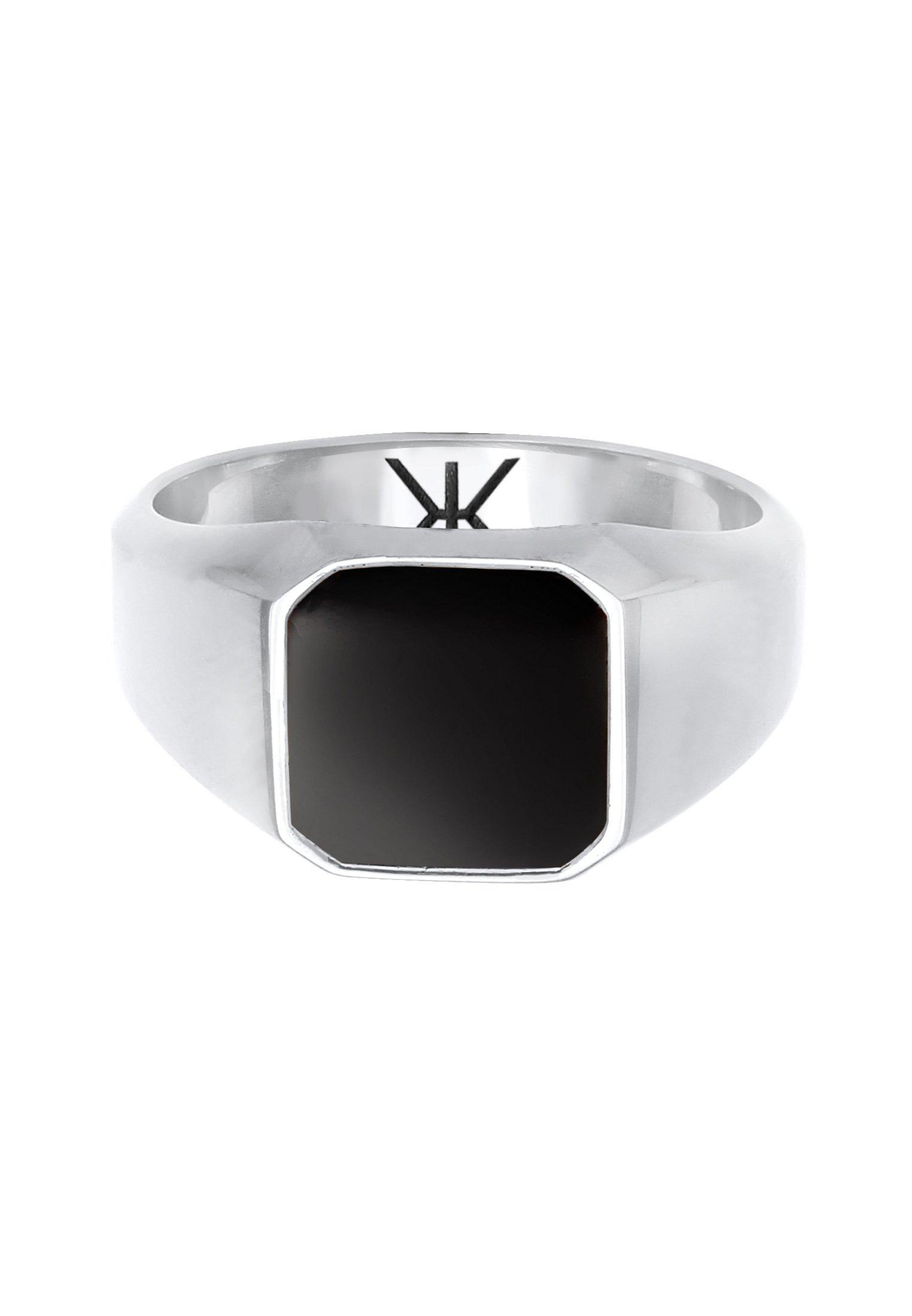 Kuzzoi  Bague Bague Homme En Émail Noir Tendance De Base 