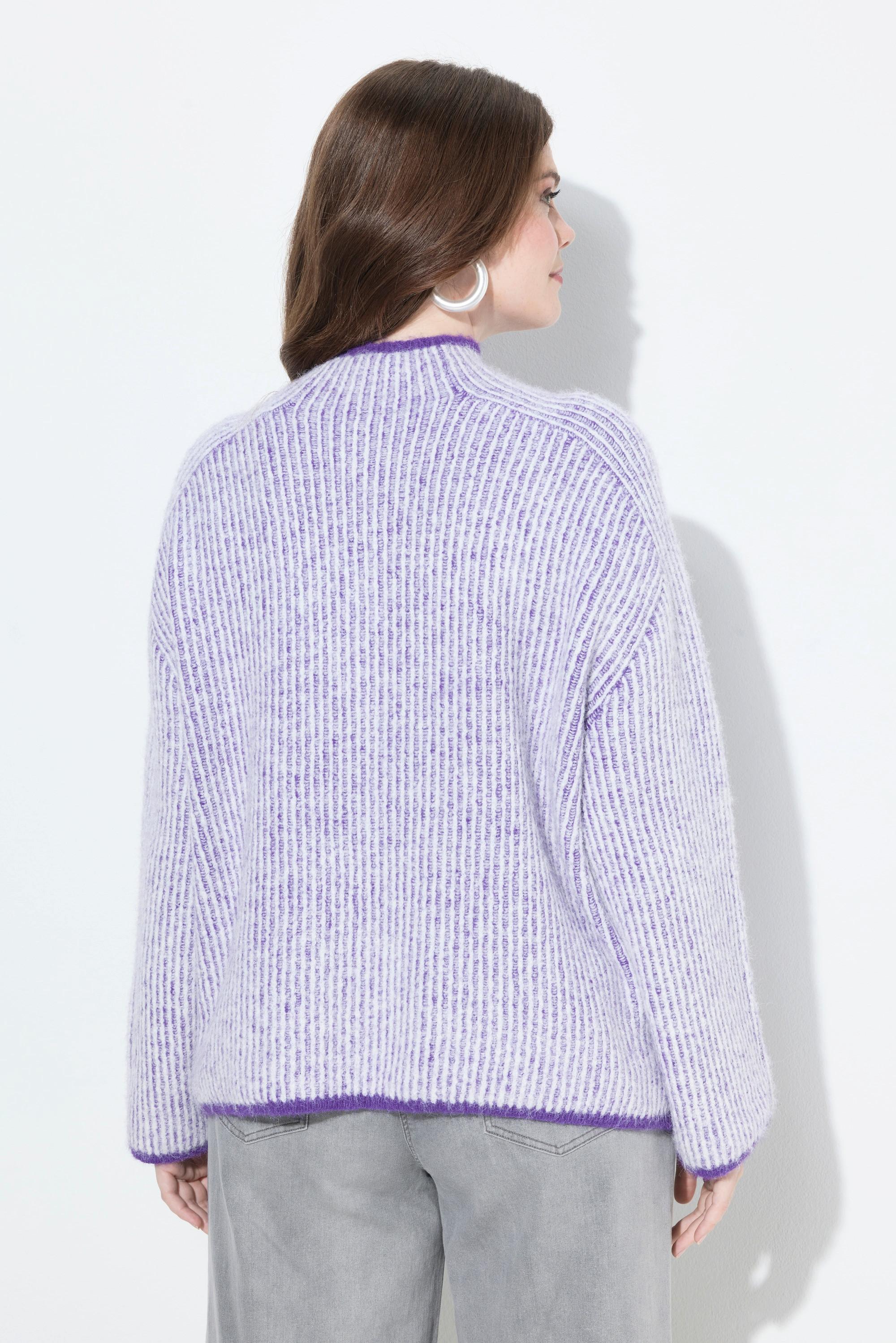 Ulla Popken Maglione polo a righe con maniche lunghe  