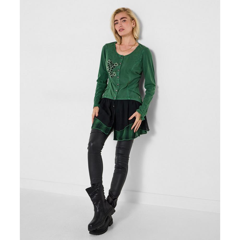 Winter-Tunika mit Blumenstickerei