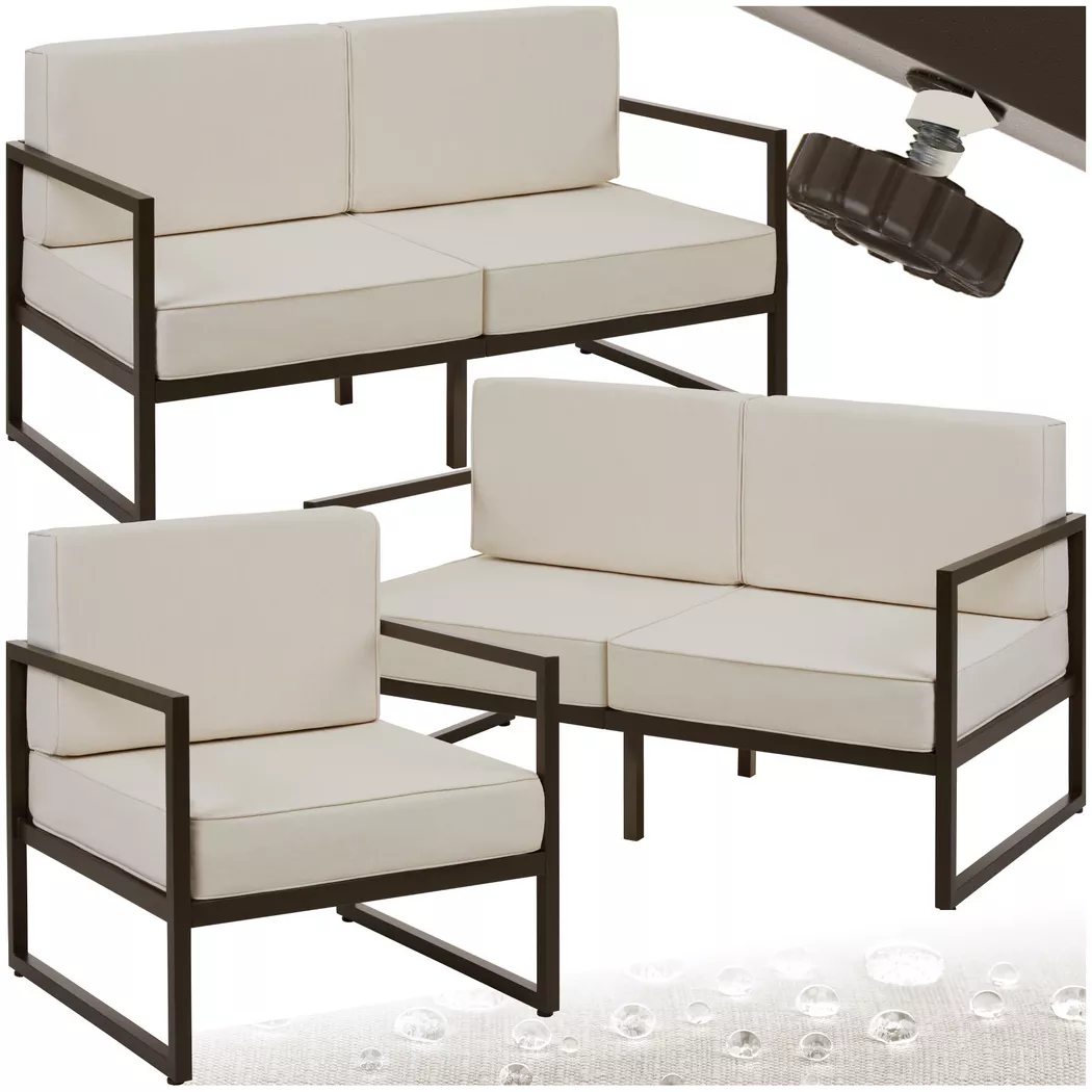 Tectake - Conjunto de salón de jardín COMOSA acolchado XXL, Conjunto de salón acogedor compuesto distintas partes, Máximo confort gracias a los cojines de asiento y respaldo ultragruesos, Estructuras