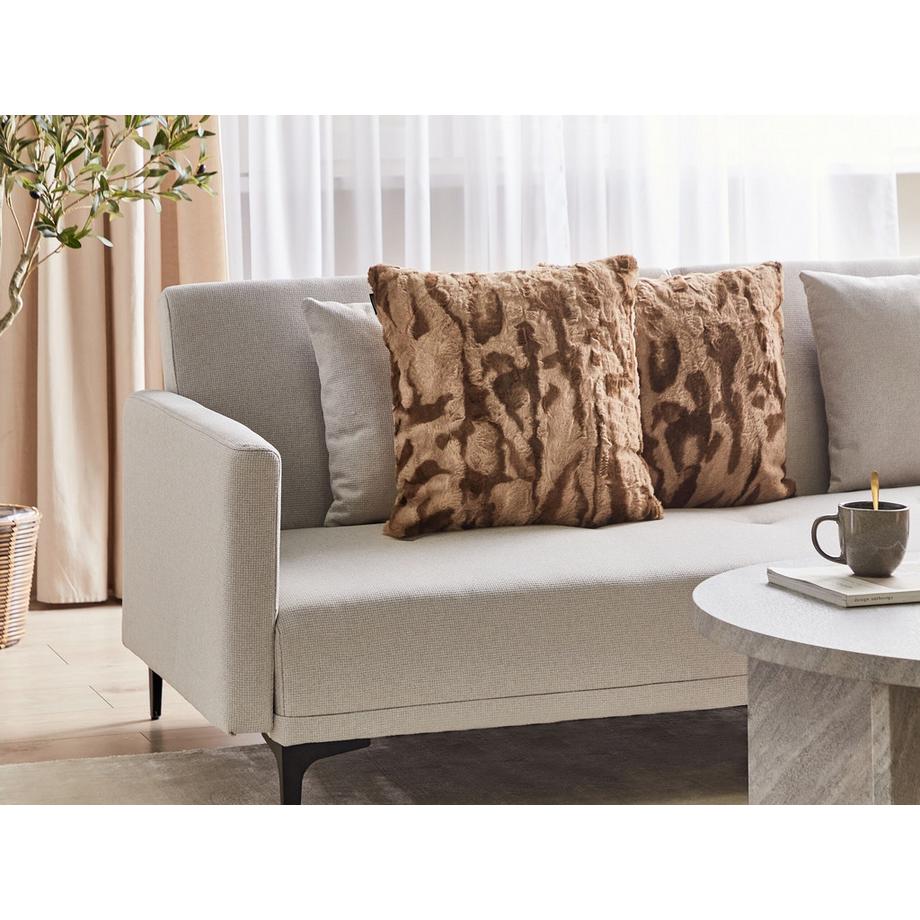 Beliani Lot de 2 coussins décoratifs en Fourrure synthétique Traditionnel BAKIRA  