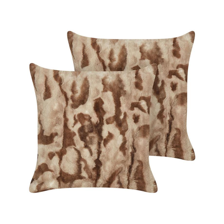 Beliani Lot de 2 coussins décoratifs en Fourrure synthétique Traditionnel BAKIRA  