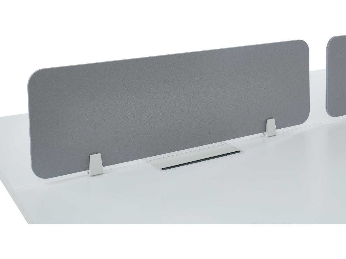 Vente-unique Schreibtisch Bench-Tisch für 2 Personen + Trennwand - L. 140 cm - Weiß - DOWNTOWN  