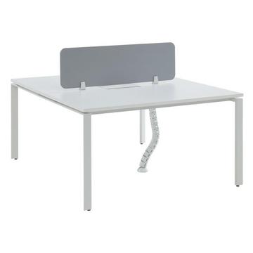 Schreibtisch Bench-Tisch für 2 Personen + Trennwand - L. 140 cm - Weiß - DOWNTOWN