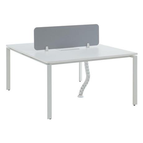 Vente-unique Schreibtisch Bench-Tisch für 2 Personen + Trennwand - L. 140 cm - Weiß - DOWNTOWN  