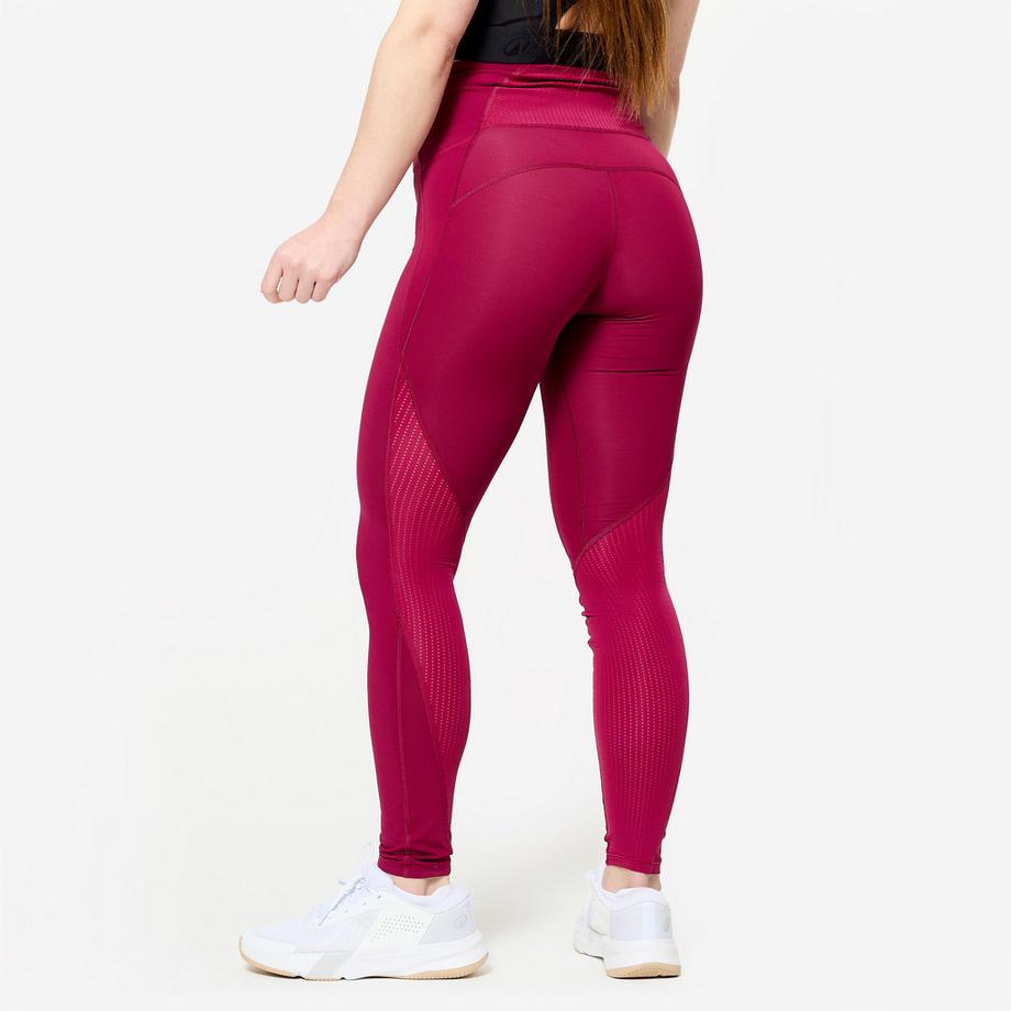 DOMYOS  Legging de fitness taille haute femme, rouge 