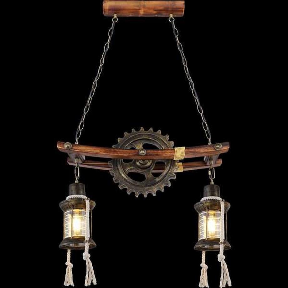 mutoni Lampe à suspension Abella laiton antique 2xE27  