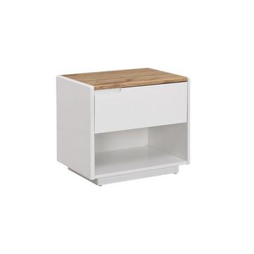 Comodino nicchia MDF Bianco Laccato e Rovere AMANI