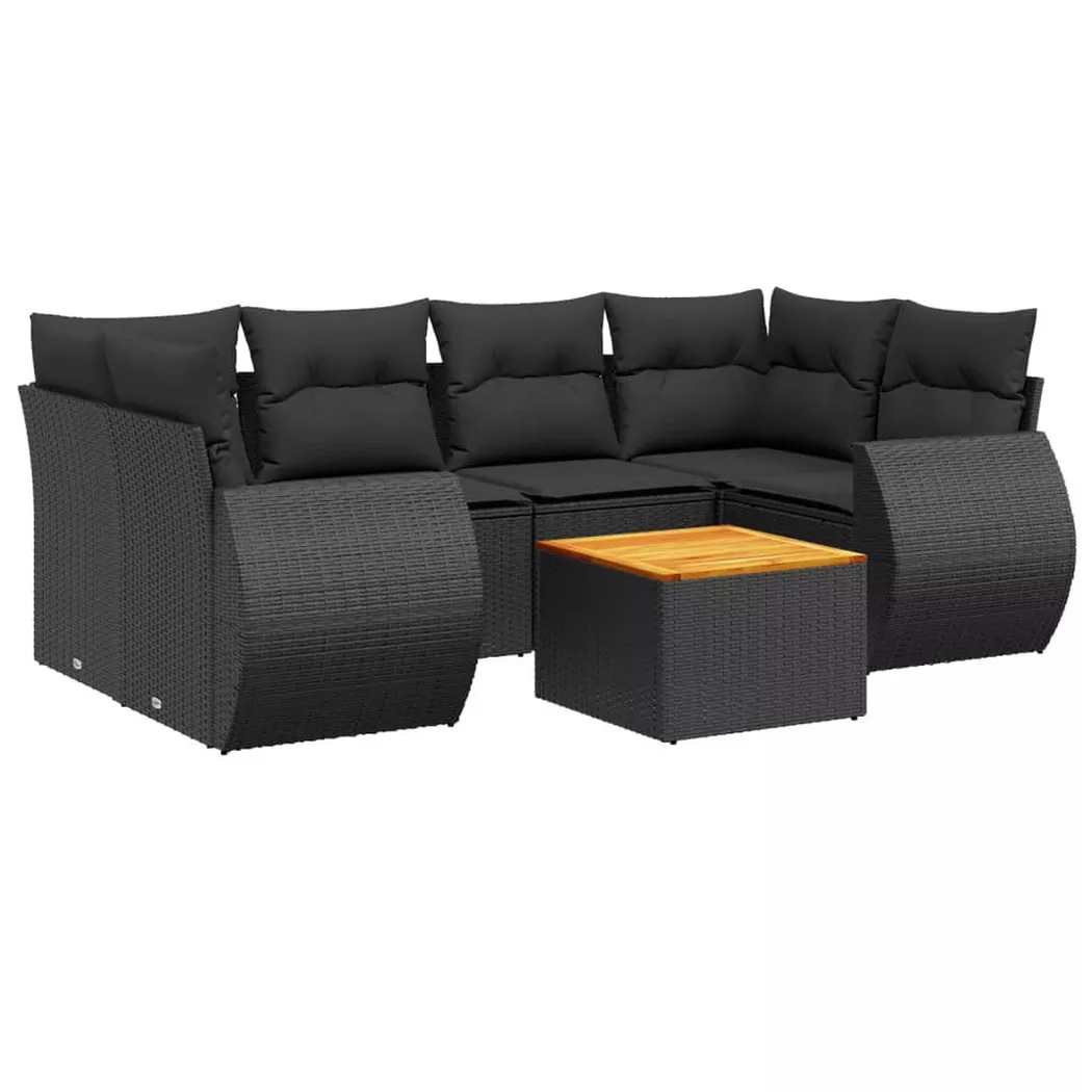 VidaXL - set divano da giardino Polirattan, One Size, Nero