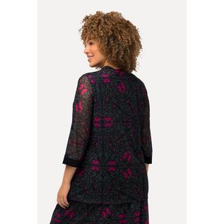 Ulla Popken Maglia mesh taglio svasato doppio strato collo alto maniche 3/4  