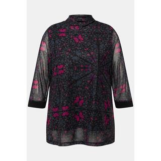 Ulla Popken Maglia mesh taglio svasato doppio strato collo alto maniche 3/4  